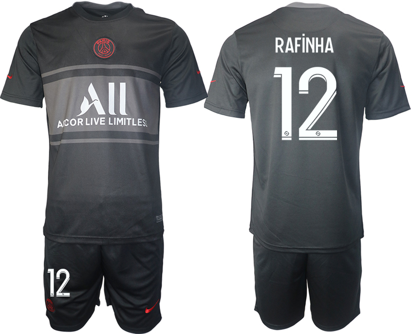 Men 2021-2022 Club Paris St German Second away black #12 Soccer Jersey
